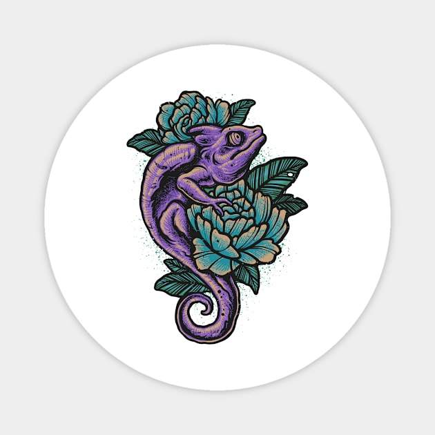 Chameleon flowers Magnet by vhiente